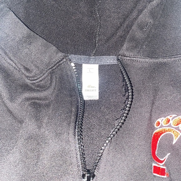 BEARCATS CINCINNATI HALF ZIP HOODIE BLACK LARGE - Picture 4 of 5